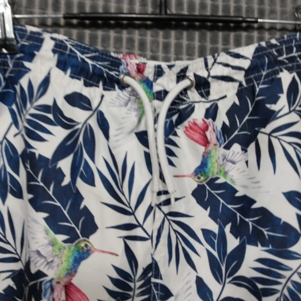 Trunks Surf & Swim Co Mens Swim Trunks Hummingbird Tropical Large White Navy